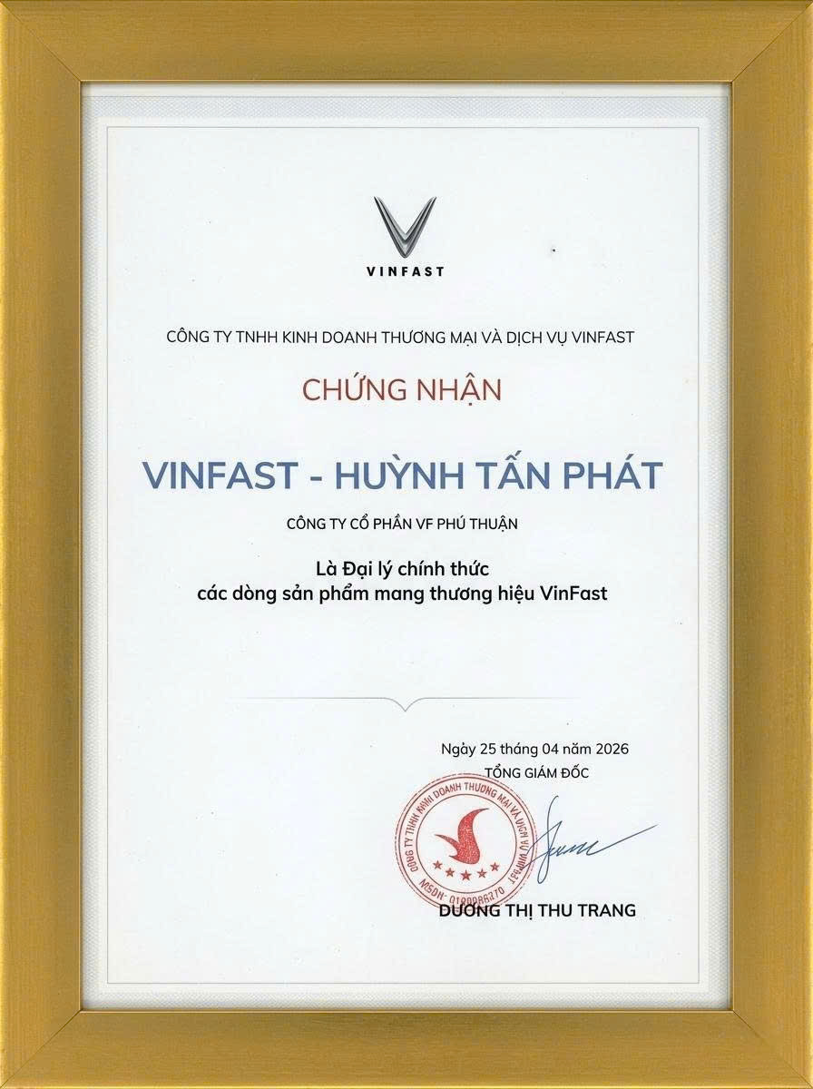 Giấy chứng nhận ủy quyền từ thương hiệu Vinfast